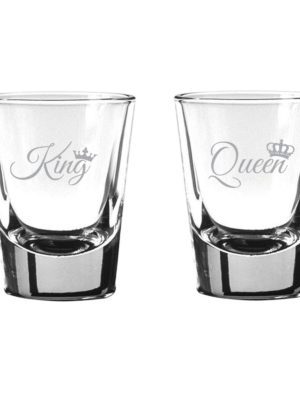 Engraved King Queen Shot Glasses Set of 2