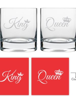 King & Queen Whiskey Glasses Set of 2