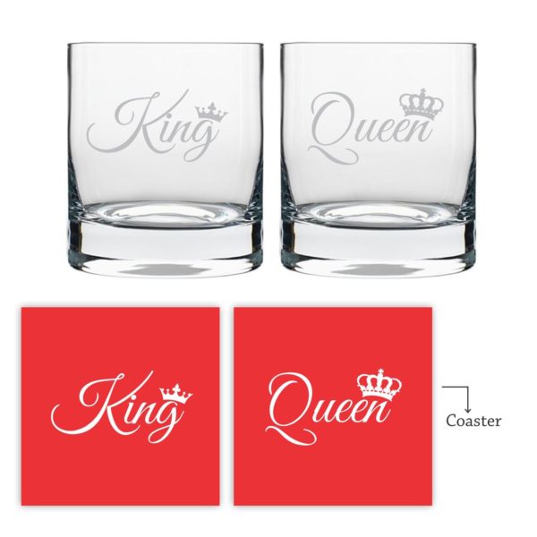 King & Queen Whiskey Glasses Set of 2