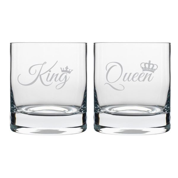 King & Queen Whiskey Glasses Set of 2