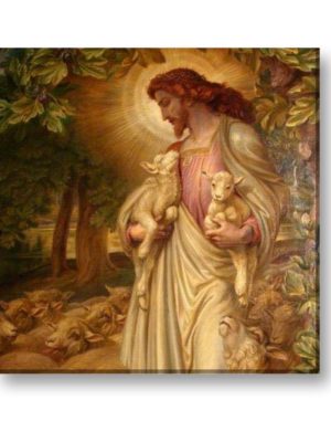 Lord Jesus with Peaceful Sheep Canvas Wall Painting Frame