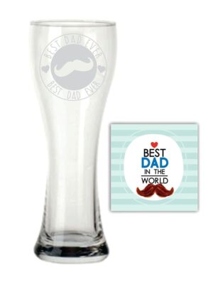 Moustaches Best Dad Ever Beer Pilsner Glass