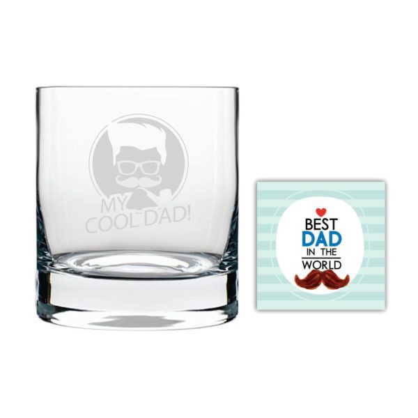 Moustache Awesome Dad Whiskey Glass