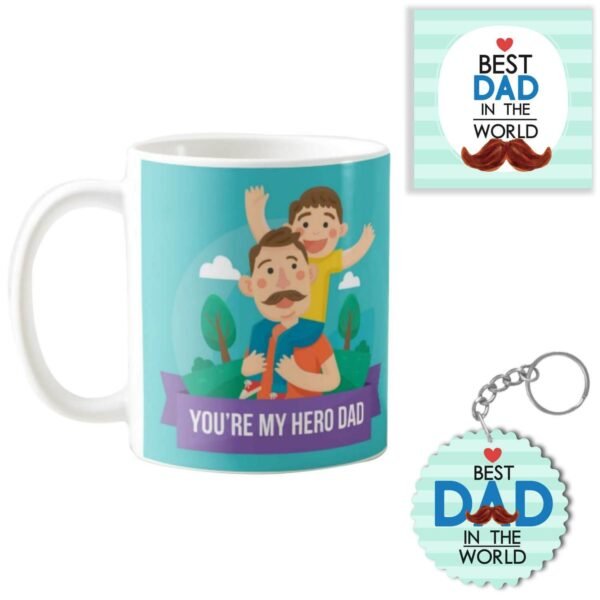 My Hero Dad Combo Set of 3 - Mug, Coaster, Keychain