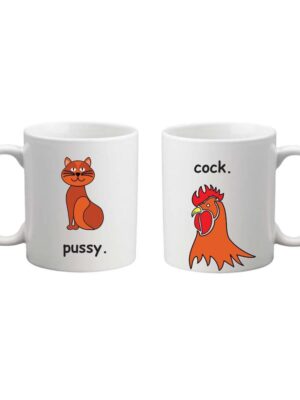Naughty Pussy Cock Couple Mugs