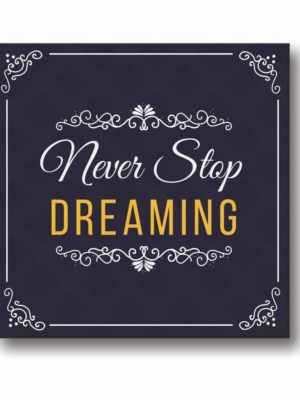 Never Stop Dreaming Inspirational Canvas Frame