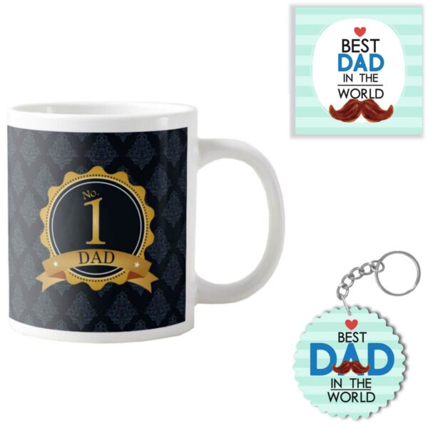 No 1 Dad Combo Set of 3 - Mug, Coaster, Keychain