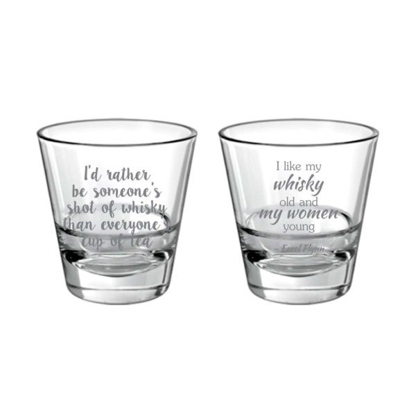 Old Whisky Young Women Engraved Whiskey Glasses - Set of 2