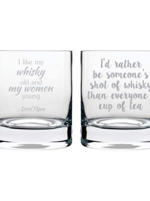 Old Whisky Young Women Engraved Whiskey Glasses - Set of 2