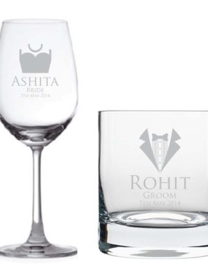 Personalised-Bride-and-Groom-Wine-Glass-Whiskey-Glass