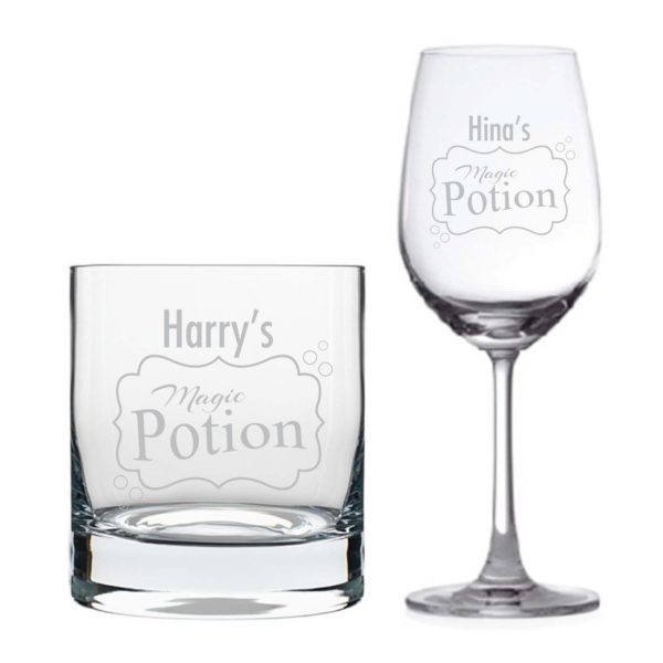 Personalized Magic Potion Wine and Whiskey Glasses