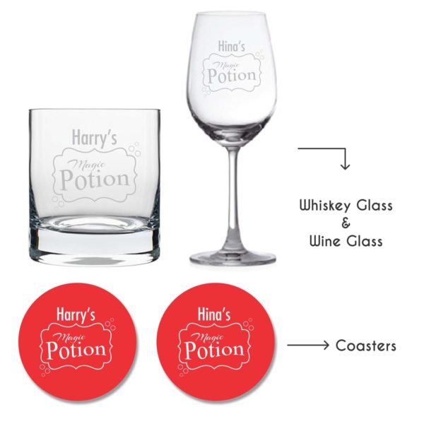 Personalized Magic Potion Wine and Whiskey Glasses