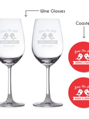 Personalised Save The Date Wedding Wine Glasses