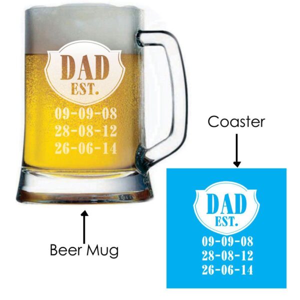 Personalized Engraved Dad Established Beer Mug