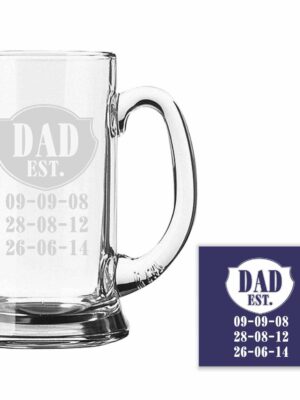 Personalized Engraved Dad Established Beer Mug