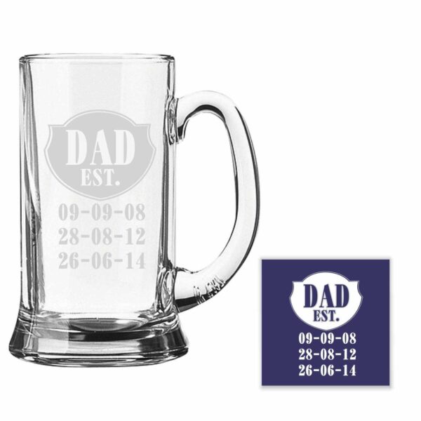 Personalized Engraved Dad Established Beer Mug