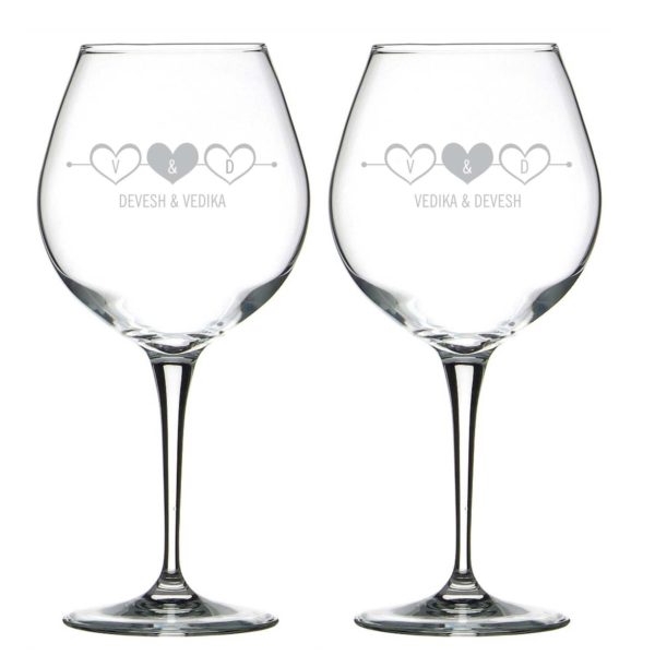 Personalized Struck by Love Names Wine Glasses