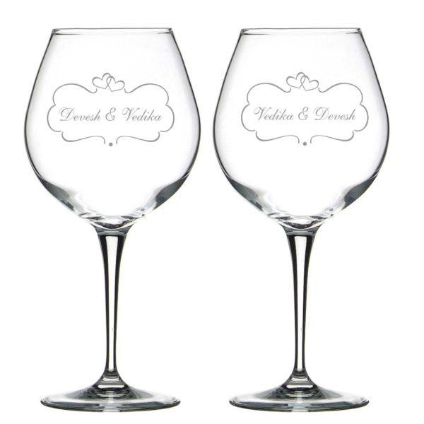 Personalized Heart Wedding Anniversary Wine Glasses