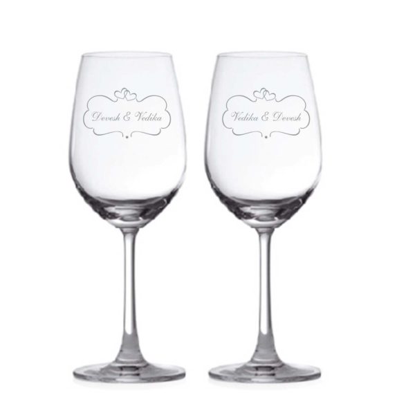 Personalized Heart Wedding Anniversary Wine Glasses