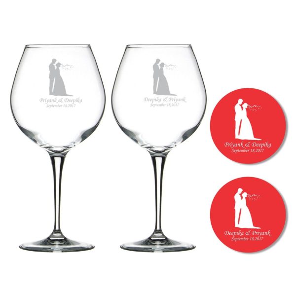 Personalized Just Married Couple Wine Glasses Set of 2