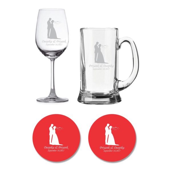 Personalized Just Married Couple Beer and Wine Glasses Set of 2