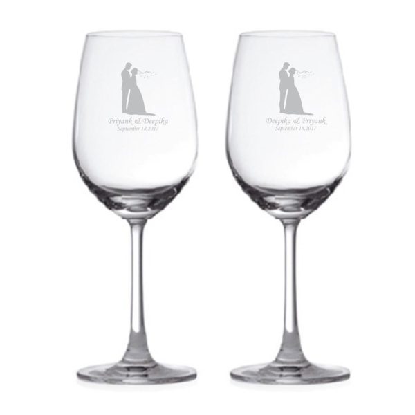 Personalized Just Married Couple Wine Glasses Set of 2