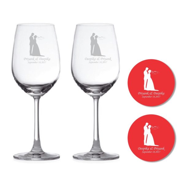 Personalized Just Married Couple Wine Glasses Set of 2