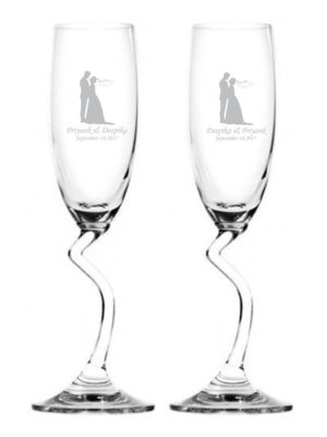 Personalized Just Married Champagne Flutes Set of 2