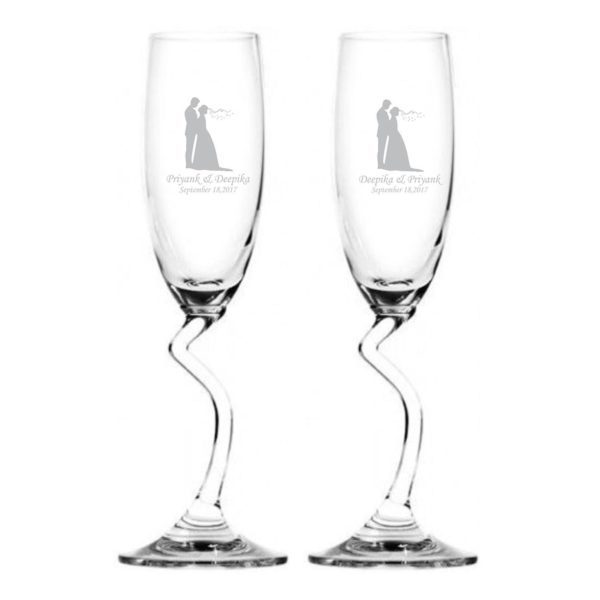 Personalized Just Married Champagne Flutes Set of 2