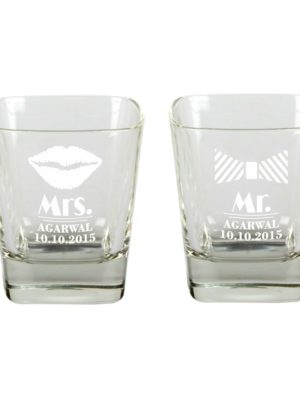 Engraved Mr. and Mrs. Couple Shot Glasses- Set of 2