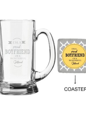 Engraved Proud Boyfriend of Wonderful Girlfriend Beer Mug