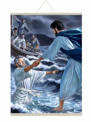 Miraculous Jesus Walking On Water Canvas Scroll