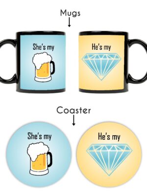 Shes My Beer He is My Diamond Couple Mugs