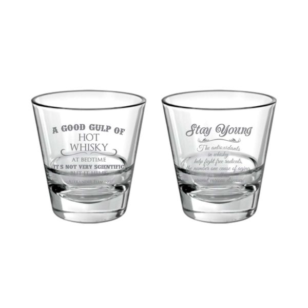 Sleep Easy Stay Young Engraved Whiskey Glasses - Set of 2