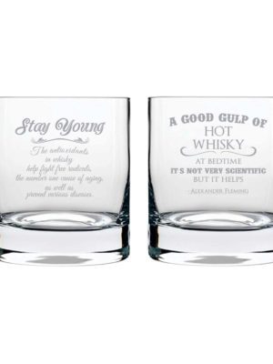 Sleep Easy Stay Young Engraved Whiskey Glasses - Set of 2