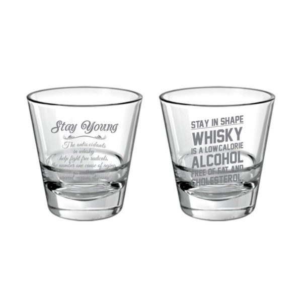 Stay Young And in Shape Engraved Whiskey Glasses - Set of 2