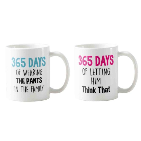 Funny 1st Anniversary Couple Coffee Mugs Set of 2