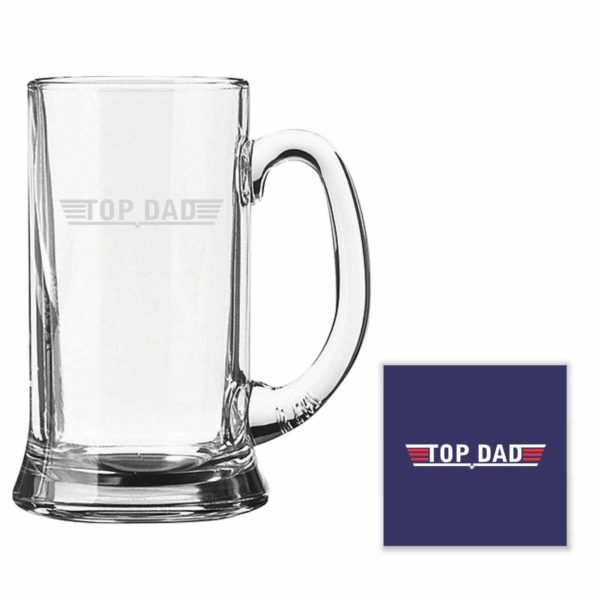 Engraved Top Dad Beer Mugs