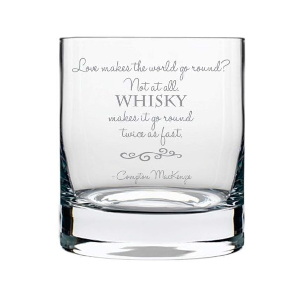 Whiskey Makes World Go Round Fast Engraved Whiskey Glass