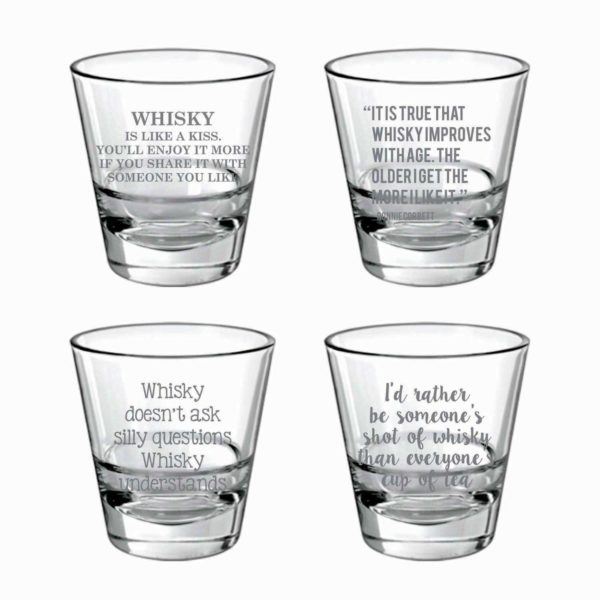 Whiskey The Companion Engraved Whiskey Glasses - Set of 4