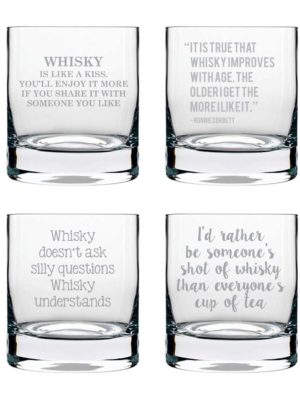 Whiskey The Companion Engraved Whiskey Glasses - Set of 4