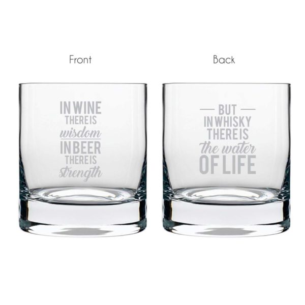 Whiskey is Water of Life Engraved Whiskey Glass