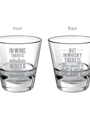 Whiskey is Water of Life Engraved Whiskey Glass