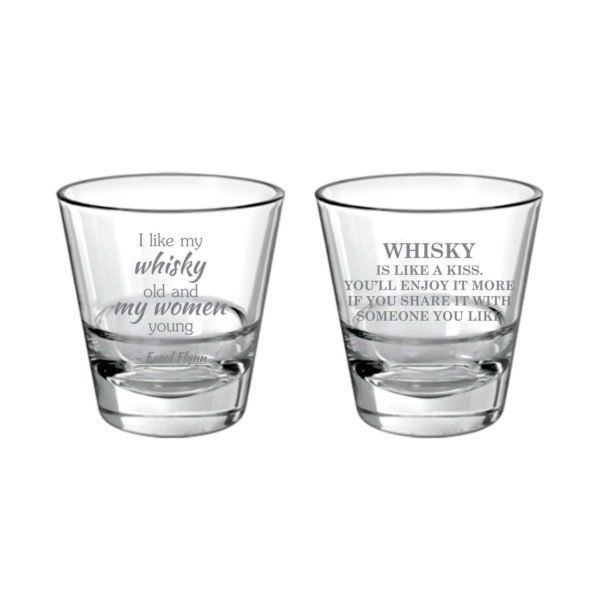 Whisky is Like a Kiss Engraved Whiskey Glasses - Set of 2