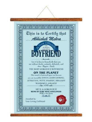 World's Greatest Boyfriend Award Canvas Scroll