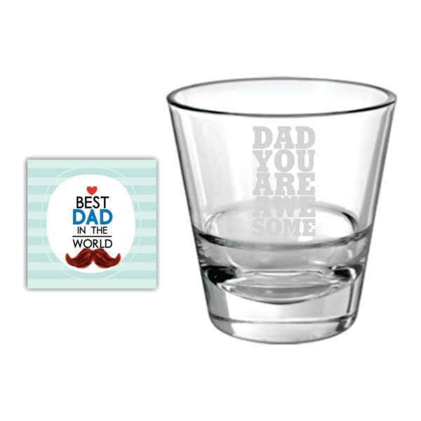 Moustache Awesome Dad Whiskey Glass