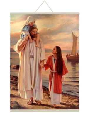 Lord Jesus With Children Canvas Scroll