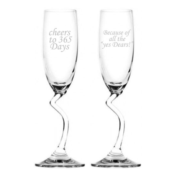 Cheers 1st Wedding Anniversary Champagne Flutes Set of 2