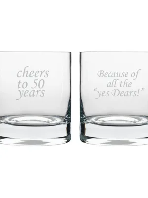 Cheers 50th Anniversary Whiskey Glasses