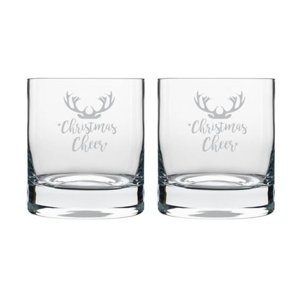 Reindeer Christmas Cheer Whiskey Glasses